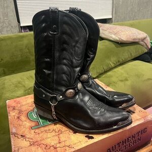 Laredo Black Cowboy Boots with chain details